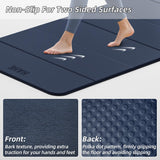 Foldable Yoga Mat, 74"Lx32"Wx1/3"Thick, Folding Exercise Mat, Non-slip Wide Pilates Mats for Home Workout/Travel, Portable Yoga Mat Thick (Navy Blue)