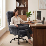 Teddy Fleece High Back Executive Office Chair with Flip Armrests (Grey)
