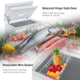 Large Chest Freezer, 12 Cu.Ft Commercial Deep Freezer with 8 Level Adjustable Temperature(-11.2°F to 10.4°F), Energy Saving Freezer with Removable Basket, Universal Wheels, White