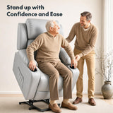 FLEXISPOT XL31 Power Lift Recliner Chair for Elderly, Electric Lift Chair with Massage & Heat, PU Leather Reclining Sofa w/Cup Holders, Side Pockets for Living Room Bedroom(Medium Size,Gray)
