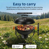 Portable Charcoal Grill with Built-In Thermometer, Adjustable Air Vent & Easy Cleanup, Portable BBQ Grill for Camping, Tailgating, Picnics and Small Backyard Cookouts, Easy-to-Carry Outdoor Grill