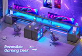 SEDETA 78.7” Large L Shaped Gaming Desk with Drawers, LED Light