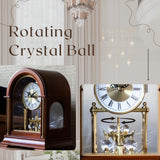 DODEKA Wooden Mantel Clock TCW001DB Rotating Pendulum and Crystals Desktop Musical Hourly Chime Luxury Style for Bedroom, Home, Kitchen
