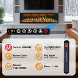 40" WiFi Electric Fireplace Insert, Ultra-Narrow Bezel Fireplace Heater with APP Control, 3 Top Light Colors, 13 Flame & Fuel Bed Colors, 9H Timer, Recessed/Wall Mounted, 750/1500W, Black