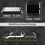 MUBENLIFE Panini Press, Electric Sandwich Press Grill, Open 180 Degrees, Electric Grill Indoor, Perfect for Grilling Sandwich, Steak, Burger, Adjustable Temperature Control, Non Stick Coating,GT60