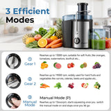 Boyuevi Juicer Machine, 800WCentrifugal Juicer for Whole Fruits and Vegetables,3 Inch Wide Feed Chute, Easy to Clean, Silver