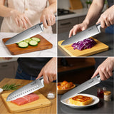 KUISINE Upgraded Sharp Chef Knife Set with block, One piece Molding High Carbon Stainless Steel Forged,Ergonomic Non-slip Handle Knife Block Set with built-in Sharpener(Silver Natural,15PCS)