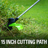 Greenworks 48V (2 x 24V) 15" Cordless String Trimmer, (2) 2.0Ah Batteries and Dual Port Charger Included