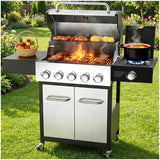 Veralune 5 Burner Gas Grill with Side Burner, 68,000 BTU, 548 Sq in