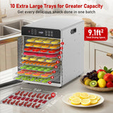 Food Dehydrator with 10 Stainless Steel Trays, 800W Commercial Dehydrator with 194℉ Temperature Control & 24H Digital Timer, Low Noise, 4 Presets, for Jerky, Herbs, Yogurt, Dog Treats