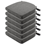 Wellsin Chair Cushions for Dining Chairs 6 Pack - Kitchen Chair Cushions with Ties and Non-Slip Backing