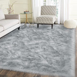 Latepis Washable Area Rugs 9x12 Living Room Gray Fur