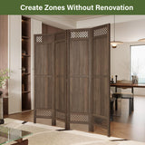Privacy Screen Room Divider Panel - Real Wood Folding Partition Room Dividers, No-Assembly Required