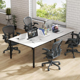 Tangkula 8 FT Conference Table, 95" x 48" Rectangle Office Computer Desk with Heavy-Duty Metal Frame