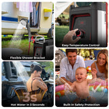 CAMPLUX Nano 3 Portable Propane Water Heater, Outdoor Camping Shower with Pump Kit, 2‑D Battery Powered, Lightweight & Portable, Built-in Safety for Hiking, RV, Overlanding