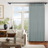 Macochico Extra Wide Pinch Pleated Linen Curtains for Sliding Door Patio Doors with Tieback, Natural Living Room Bedroom Curtain Privacy But Let Light in, 120”Wx96”L, Moss, 1 Panel