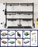 Kitsure Over The Sink Dish Drying Rack - 31.5" to 39.4" x 30.3", Adjustable Sink Drying Rack for Kitchen Sink with Multifunctional Baskets, Black