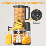 Cold Press Juicer, 5.5inch Wide Feed Chute Juicer Machine, Slow Masticating Juicer for Whole Vegetables & Fruits, Gray