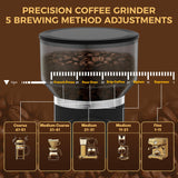 TALIA Coffee Grinder Electric Coffee Bean Grinder with 48mm Titanium Plated Conical Burrs, 51 Grind Settings for Espresso to French Press, Touch Control, Time & Cup Customization, Portafilter Holder