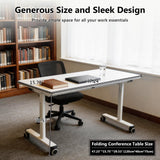 Conference Room Table, 47.2'' Modern Folding Training Tables with Flip Top, Mobile Table with Four Locking Wheels