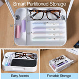 ZOEY Acrylic Book Stand for Reading Adjustable Book Holder with 360 Rotating Base and Storage Foldable Desktop Riser Stand for Cookbook Laptop Tablet Textbook Music Score with Page Clip 13.4x9.3x2.8in