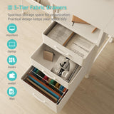 White Computer Desk with File Drawers Cabinet, 55 Inch Home Office Desk with Monitor Stand Shelves Lufeiya