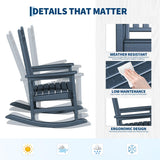 HDPE Rocking Chair Outdoor Set of 4 with 2 Side Table, High Back Rocker