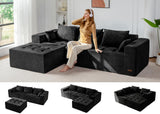 MAXYOYO Modular Sectional Sofa Couch, L Shaped Boneless Cloud Couch with Flexible Ottoman, Chenille Upholstered Living Room Comfy Sofa Chair for Living Room, No Assembly Required, Black