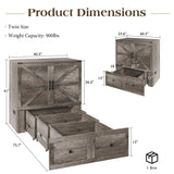 LUXOAK Twin Murphy Cabinet Bed with with Storage & Charging Station