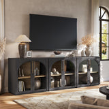 MorganBrig Sideboard Cabinet with Glass Doors, 94.5'' W Display Cabinet