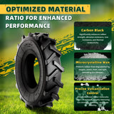 Wiltire 2 PCS 4.80/4.00-8 Tires Tubeless, 4 Ply 4.80x4.00-8 Turf Lawn Garden Tire, 16-Inch Tractor Tread Replacement Tire for Tractor, Tiller, Golf Cart, and Most Lawn Mowers