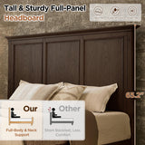 LUXOAK Solid Wood King Bed Frame, Traditional Wooden Platform Bed
