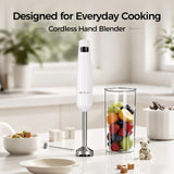 Cordless Hand Blender, 12V Rechargeable Immersion Blender with Brushless Motor, 60+ Bowls per Charge, 2-Blade, Auto Lock, Whisk & Frother for Soup, Smoothies, Baby Food