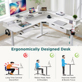 RedLemon 60 Inches L Shaped Electric Standing Desk, Height Adjustable Corner Gaming Desk with Drawers