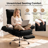 Cross Legged Office Chair with Footrest, Big and Tall Comfy Ergonomic Reclining Executive Chair Wide Seat with Flip-Down Armrests