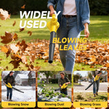 Leaf Blower Cordless with 2X 4.0Ah Batteries and Charger, 150MPH Lightweight Cordless Blower, 3 Speeds Small Battery Operated Leaf Blowers for Lawn Care, Patio, Yard, Leaves, Grass, Dust (Yellow)