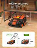 Aspiron 16” Artificial Turf Sweeper, 2000w Artificial Turf Vacuum Grass Sweeper 15 Amp Lawn Sweeper Yard Power Brush with 55L Removable Leaf Collection Bag, Quick-Fold, Keeps Clear Sweepy Box, Pumpkin