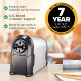 Bostitch Office SuperPro Glow Electric Pencil Sharpener, Sharpens Standard & Colored Pencils, Heavy Duty Commercial Classroom, Replaceable Cutter Cartridge System, 6-Hole, Silver/Black