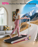 Foldable Treadmill with Incline, Compact Walking Pad Treadmill with Safety Handle Bar, 3.0HP Quiet Under Desk Treadmills for Home/Office