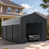 PHI VILLA 10x15 Carport, Metal Carports Canopy with Sidewalls Heavy Duty