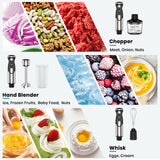 Colarlemo 1800W Immersion Blender Handheld 4-in-1 Hand Blender Stick for Ice Crushing Smoothie, Baby Food, Soup, 8 Speed Hand Mixer Turbo Boost Stainless Steel Blade with Whisk, Chopper, Beaker