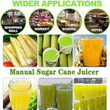 Commercial Manual Cane Juice Machine – 3-Roll Stainless Steel Juicer & Grinder, Countertop Sugar Cane Extractor for Fresh Juice, Sweet Sorghum & Molasses Production