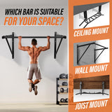 Yes4All Heavy Duty Wall Mounted Pull Up Bar – Multi-Grip Pull Ups / Pull Up Bar Ceiling Mount / Joist Mount for Home Gym Yes4All