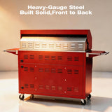 RENDGO NG 4 Cast Burners Outdoor Kitchen Grill Island, 99,000 BTU, Red Painting