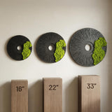 Round Moss Wall Art Set of 3 Preserved Moss Decor on Solid Wood Base Natural Wooden Wall Decor for Living Room Office Home Zero Maintenance Botanical Art