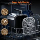 9.5Qt Large Air Fryer Oven, 12 Digital Preset Airfryer Toaster Oven Combo with Touchscreen, Non Toxic Stainless Steel Air Fryer with Viewing Window, XL Capacity Basket Style Airfryer for Family, Black