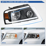 oEdRo LED DRL Headlight Assembly Replacement for 2004-2008 Ford F150 F-150 Headlamps w/Sequential Turn Signal Clear Lens Black Housing Pair Set