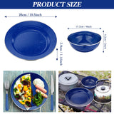 Nuogo 12 Pcs Enamel Camping Tableware Set Dinnerware Kit Includes 12 oz Coffee Mugs Camping Plates Bowls and Utensils Set with Knife Fork Spoon for 2 People Hiking Picnic Outdoor(Blue)
