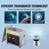 VEVOR Ultrasonic Cleaning Machine with Digital Timer & Heater, Professional Jewelry Cleaner, Stainless Steel Heated Cleaning Machine for Glasses Watch Rings Small Parts Circuit Board (3L)