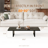 FHKJ 47.2" Modern Coffee Table for Living Room, Black Coffee Table Wood Living Room Table Rectangular Center Table Tea Table for Home Office